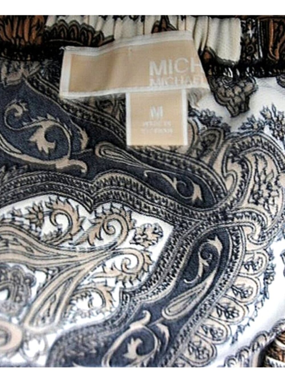 Michael Kors  Brown Paisley One Shoulder Top size M - Picture 3 of 4